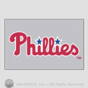 Philadelphia Phillies sport logo: Philies written on a grey background.