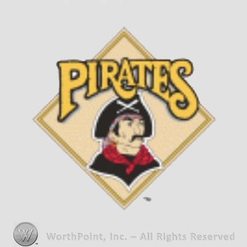 Pittsburgh Pirates sport logo: a pirate inside a yellow diamond with Pirates script above.