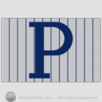 Pittsburgh Pirates sport logo: letter P on a grey with navy blue stripes background.