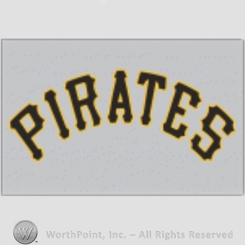Pittsburgh Pirates sport logo: PIRATES script on a grey background.