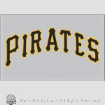 Pittsburgh Pirates sport logo: PIRATES script on a grey background.