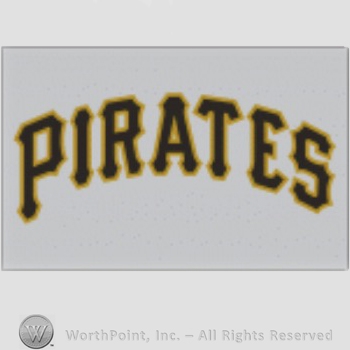 Pittsburgh Pirates sport logo: PIRATES script on a grey background.
