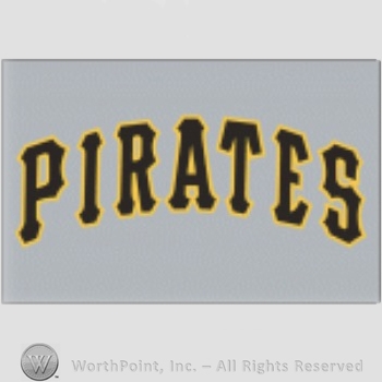 Pittsburgh Pirates sport logo: PIRATES script on a grey background.