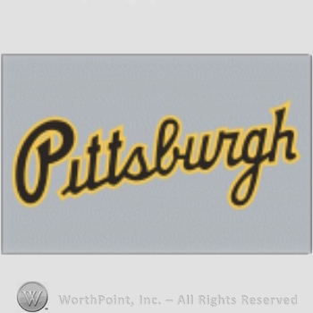 Pittsburgh Pirates sport logo: PITTSBURGH script on a grey background.