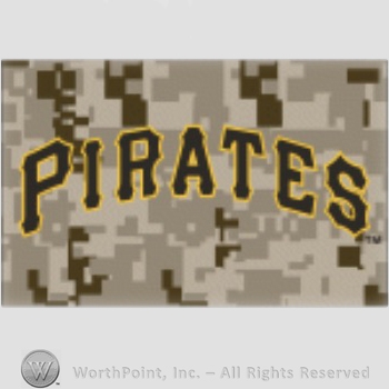 Pittsburgh Pirates sport logo: PIRATES script on a camouflage background.