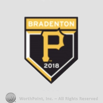 Pittsburgh Pirates sport logo: Bradenton P 2018 written on a flag.