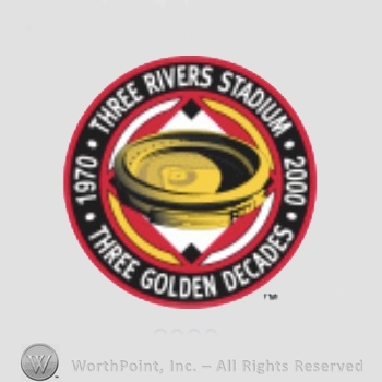 Pittsburgh Pirates sport logo: 1970 Three Rivers Stadium 2000 Three Golden Decades written on a circle; a stadium inside.