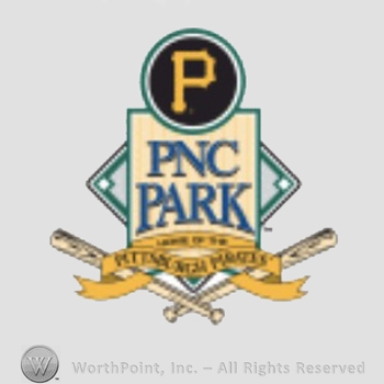 Pittsburgh Pirates sport logo: letter P above PNC PARK script and Home of the Pittsburgh Pirates above crossed baseball bats.