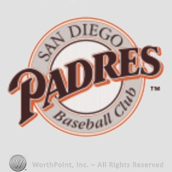 San Diego Padres sport logo: Padres written over a circle with the script San Diego Baseball Club.
