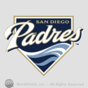 San Diego Padres sport logo: San Diego Padres script over a pennant.