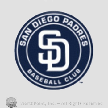 San Diego Padres sport logo: interlocked SD inside a circle; San Diego Padres Baseball Club written on the edge.