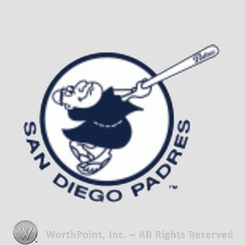 San Diego Padres sport logo: a friar swinging a baseball bat in a circle; San Diego Padres written below.