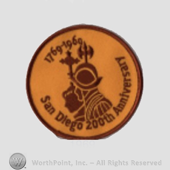 San Diego Padres sport logo: 1769 - 1969 San Diego 200th Anniversary, all on a coin shape like.