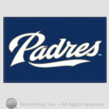 San Diego Padres sport logo: PADRES written on a navy blue background.
