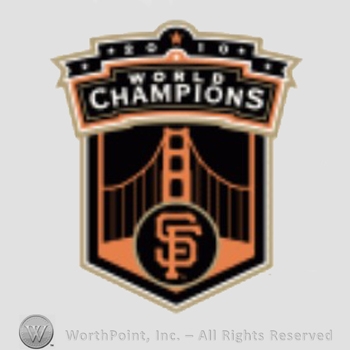 San Francisco Giants sport logo: 2010 World Champions written above a bridge and interlocked SF.