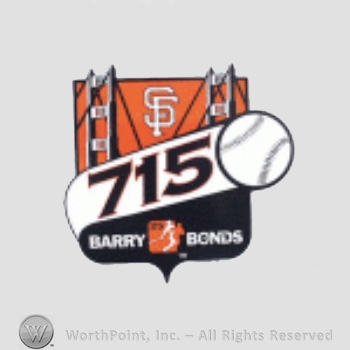 San Francisco Giants sport logo: SF above 715 and a baseball; Barry Bonds.