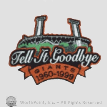 San Francisco Giants sport logo: a stadium above Tell It Goodbye Giants 1960 - 1999.