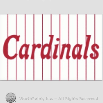 St. Louis Cardinals sport logo: Cardinal written on a white with red stripes background.