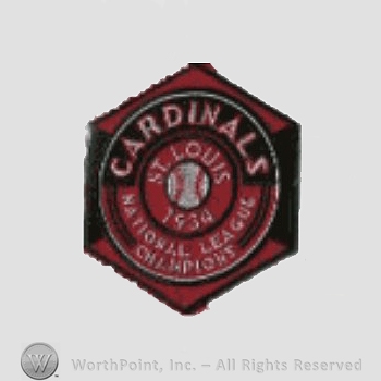 St. Louis Cardinals sport logo: St Louis 1934 written inside e circle; Cardinals National League Champions written on the edge.