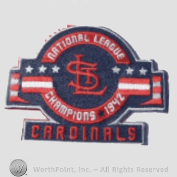St. Louis Cardinals sport logo: interlocked STL inside a circle; National League Champions 1942 written on the edge; Cardinals written below.