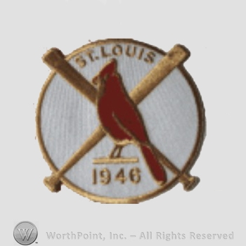 St. Louis Cardinals sport logo: a cardinal over crossed baseball bats inside a circle; St. Louis 1946 written above and below.