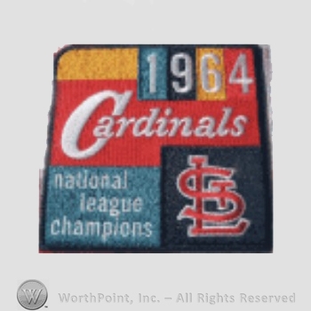 St. Louis Cardinals sport logo: 1964 Cardinals written in colors; National League Champions and interlocked STL.