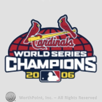 St. Louis Cardinals sport logo: two cardinals on a baseball bat above World Series Champions 2006 script.