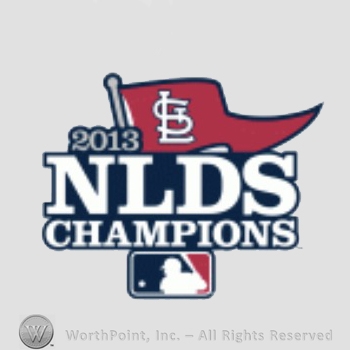 St. Louis Cardinals sport logo: interlocked STL on a pennant; 2013 NLDS Champions.