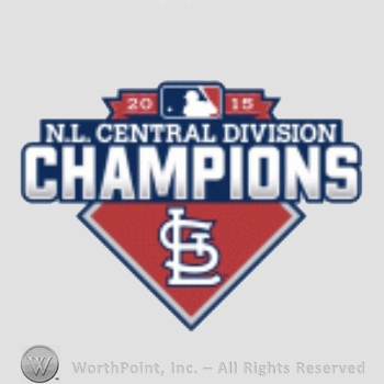 St. Louis Cardinals sport logo: 2015 NL Central Division Champions above interlocked STL inside a diamond.