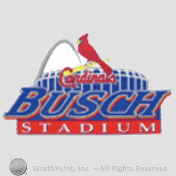 St. Louis Cardinals sport logo: a cardinal on a baseball bat above a stadium and Busch Stadium script.