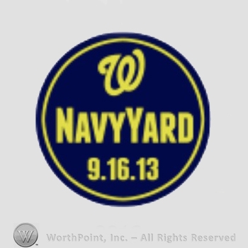 Washington Nationals sport logo: W above Navy Yard 9.16.13 inside a circle.