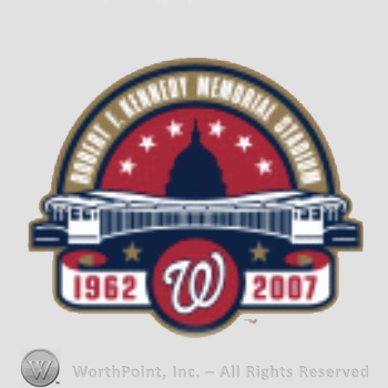 Washington Nationals sport logo: Robert F. Kennedy Memorial Stadium written above a stadium and 1962 - 2007.