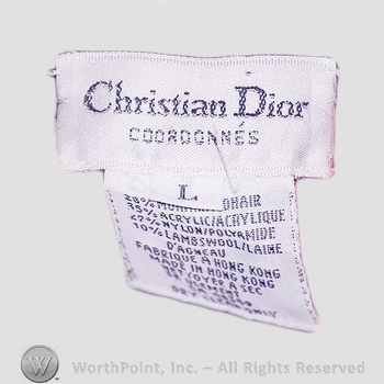 Clothing label : Christian Dior.