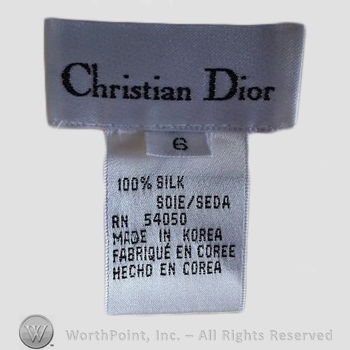 Clothing label : Christian Dior.