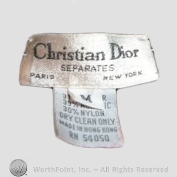Clothing label : Christian Dior.