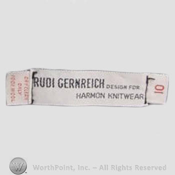 Clothing label : Rudi Gernreich.