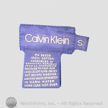 Clothing label : Calvin Klein.