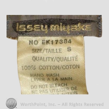 Clothing label : Issey Miyake.