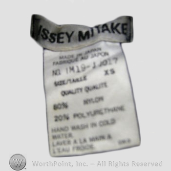 Clothing label : Issey Miyake.