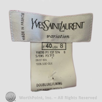 Clothing label : Yves Saint Laurent.