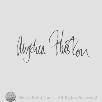 Signature: Anjelica Huston.