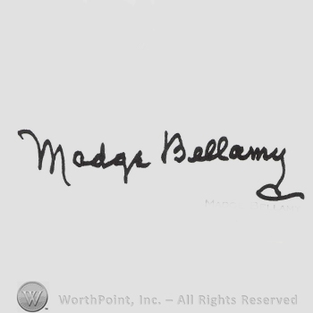 Signature: Madge Bellamy.
