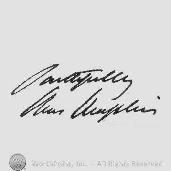 Signature: Charlie Chaplin.