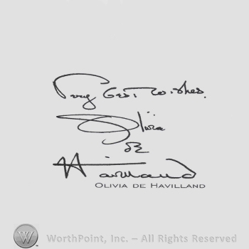 Signature: Olivia De Havilland.