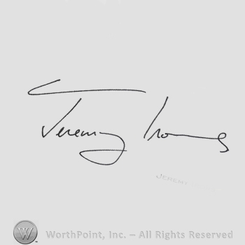 Signature: Jeremy Irons.