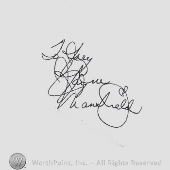 Signature: Jayne Mansfield.