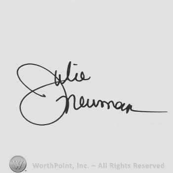 Signature: Julie Newmar.
