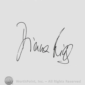 Signature: Diana Rigg.