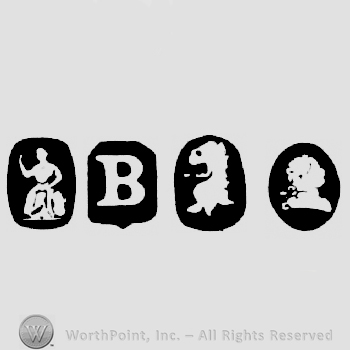 Britannia and date-letter B and Lion's Head Erased and Duty Mark