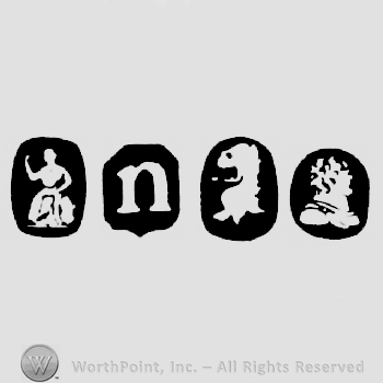 Britannia and date-letter n and Lion's Head Erased and Duty Mark